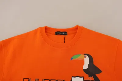 Philippe Model Orange Printed Long Sleeves Pullover Sweater In Orange