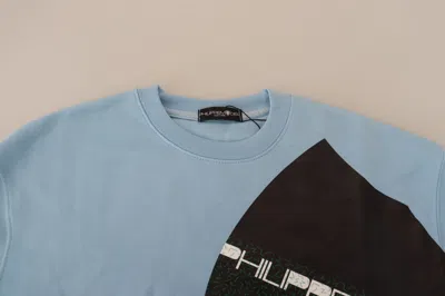 Philippe Model Light Blue Logo Printed Long Sleeves Sweater In Blue