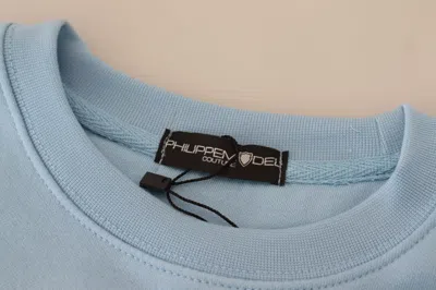 Philippe Model Light Blue Logo Printed Long Sleeves Sweater In Blue