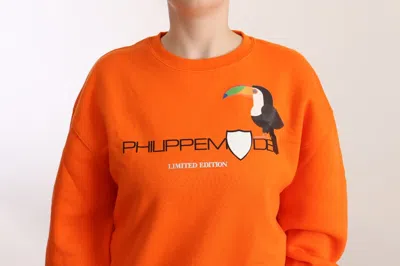 Philippe Model Orange Printed Long Sleeves Pullover Sweater In Orange