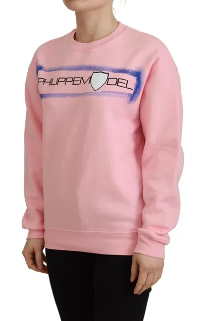 Philippe Model Pink Printed Long Sleeves Pullover Sweater In Pink