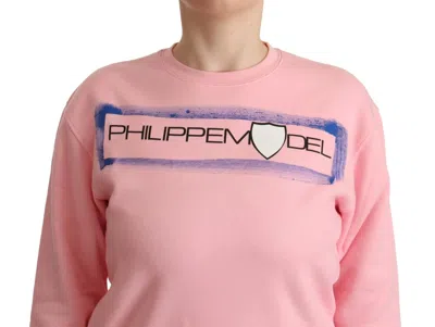 Philippe Model Pink Printed Long Sleeves Pullover Sweater In Pink