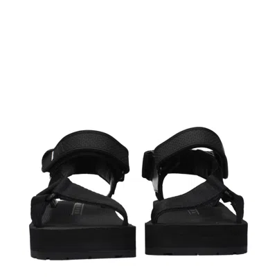 Prada Logo Strap Platform Sandals In Black
