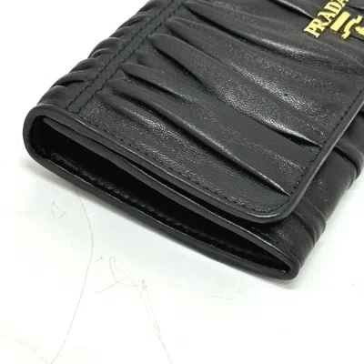Pre-owned Prada Black Leather Long Wallet (bi-fold) ()