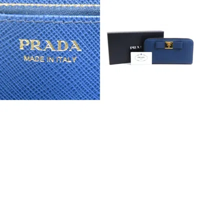 Pre-owned Prada Blue Leather Long Wallet (bi-fold) ()