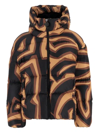 Pucci Printed Nylon Down Jacket In Brown