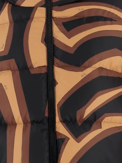 Pucci Printed Nylon Down Jacket In Brown