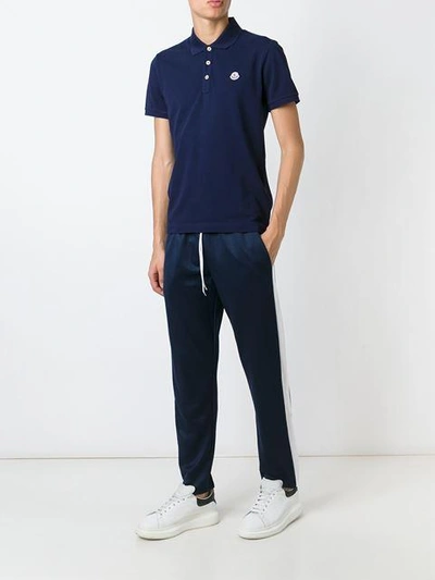 Shop Moncler Classic Polo Shirt - Blue