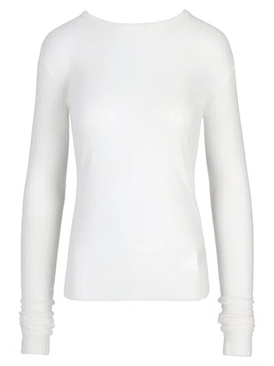 Ann Demeulemeester White Solid Crew Neck T-shirt In White