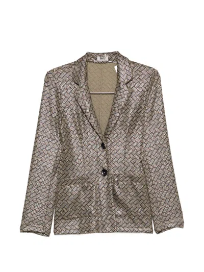 Siyu Tallis Patterned Button-fastening Blazer In Gray