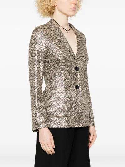 Siyu Tallis Patterned Button-fastening Blazer In Gray