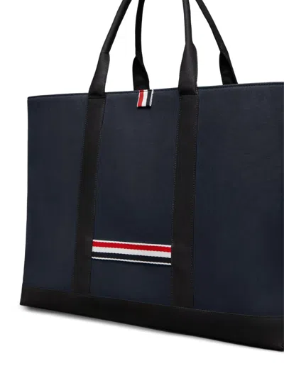 Thom Browne Structured Medium Tool Tote With Drawstring Closure In Blue