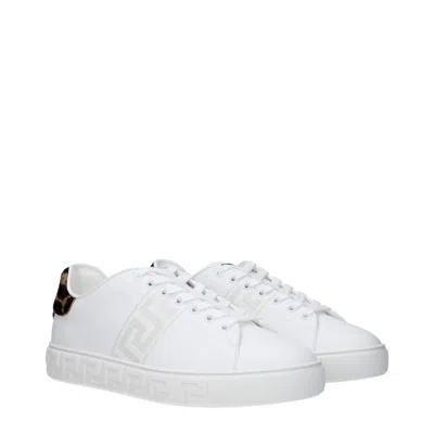 Versace Leopard-print Heel Sneaker In White