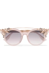 JIMMY CHOO Vivy/S round-frame embellished acetate and gold-tone sunglasses