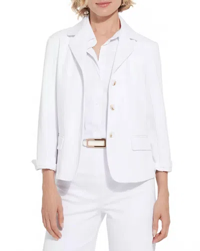 Lyssé Della Denim Cropped Blazer In White In Red