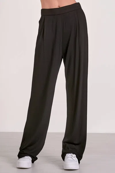 Elan Structured Pull On Straight Leg Pants In Black In Black