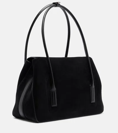 Tom Ford Medium Eclipse Suede Shoulder Bag In Black