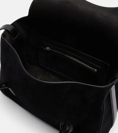 Tom Ford Medium Eclipse Suede Shoulder Bag In Black