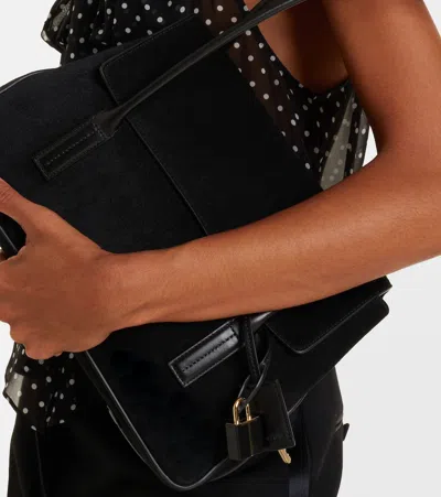 Tom Ford Medium Eclipse Suede Shoulder Bag In Black