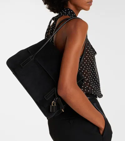 Tom Ford Medium Eclipse Suede Shoulder Bag In Black