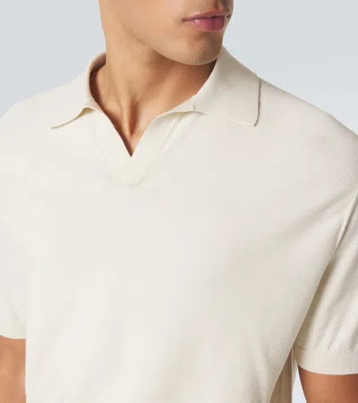 Canali Cotton And Silk-blend Polo Shirt In Neutral