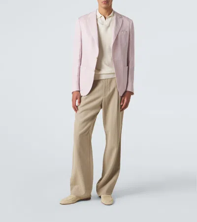 Canali Cotton And Silk-blend Polo Shirt In Neutral