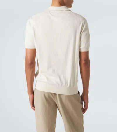 Canali Cotton And Silk-blend Polo Shirt In Neutral