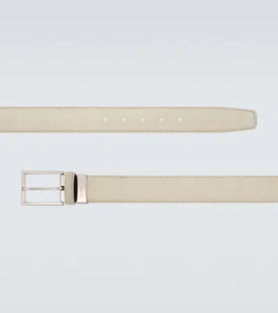 Canali 3.5cm Suede Belt In Neutral