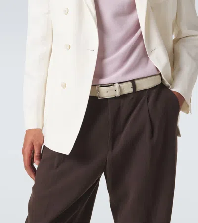 Canali 3.5cm Suede Belt In Neutral