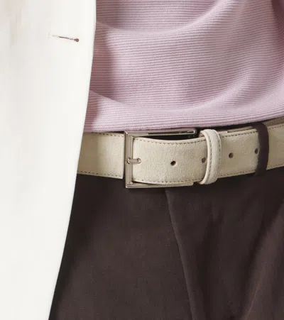 Canali 3.5cm Suede Belt In Neutral