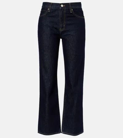 Frame Womens Rinse The Hang Five-pockets Straight-leg Mid-rise Denim Jeans In Blue