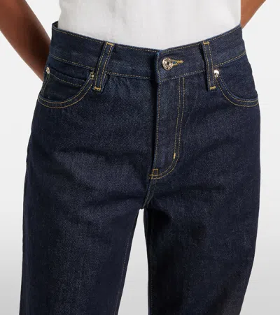 Frame Womens Rinse The Hang Five-pockets Straight-leg Mid-rise Denim Jeans In Blue