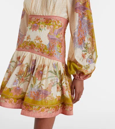 Zimmermann Womens Chartreuse Scarf Floral Indra Floral-print Cotton And Silk-blend Mini Dress Xxs In Multi