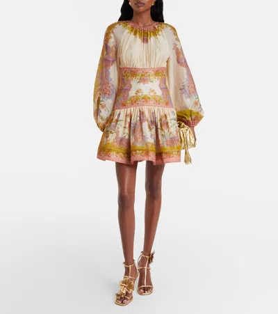 Zimmermann Womens Chartreuse Scarf Floral Indra Floral-print Cotton And Silk-blend Mini Dress Xxs In Multi