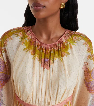 Zimmermann Womens Chartreuse Scarf Floral Indra Floral-print Cotton And Silk-blend Mini Dress Xxs In Multi