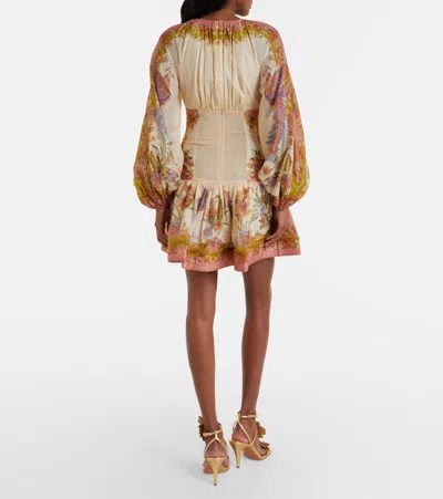 Zimmermann Womens Chartreuse Scarf Floral Indra Floral-print Cotton And Silk-blend Mini Dress Xxs In Multi
