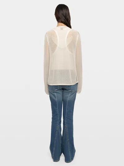 Zadig & Voltaire Womens Vanille Mandala Button-neck Cotton-blend Henley Jumper In Neutral