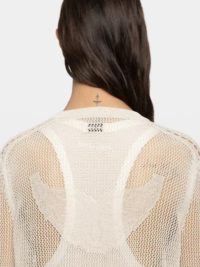 Zadig & Voltaire Womens Vanille Mandala Button-neck Cotton-blend Henley Jumper In Neutral
