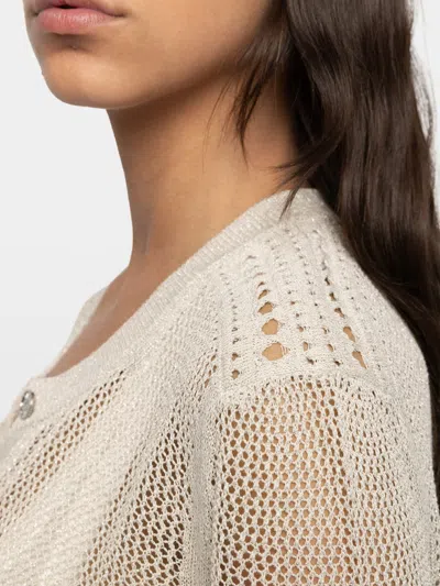 Zadig & Voltaire Womens Vanille Mandala Button-neck Cotton-blend Henley Jumper In Neutral
