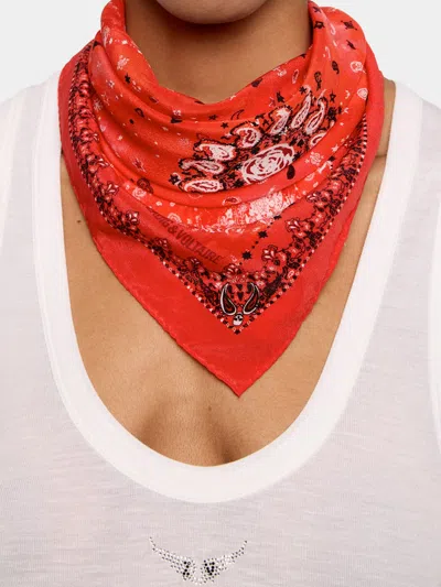 Zadig & Voltaire Womens Passion Blondie Bandana-print Silk Scarf In Red