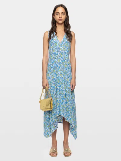Zadig & Voltaire Womens Pear Rerol Floral-print Woven Midi Dress Xs In Blue