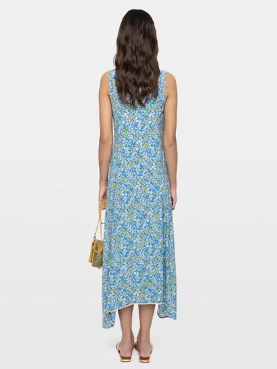 Zadig & Voltaire Womens Pear Rerol Floral-print Woven Midi Dress Xs In Blue