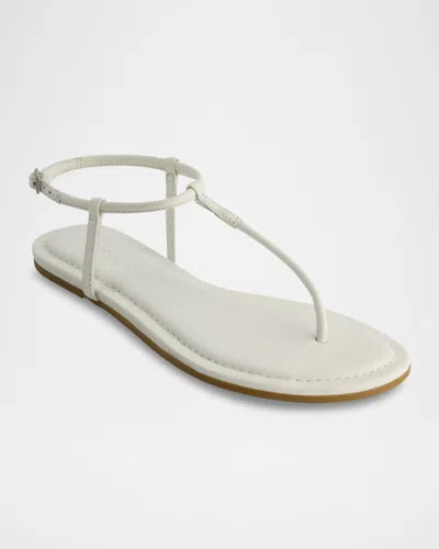 Bernardo Hercu Leather Ankle-strap Flat Sandals In White