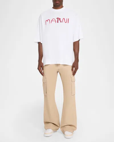 Marni Cotton T-shirt With Flocked Animal Alphabet Logo In Multi