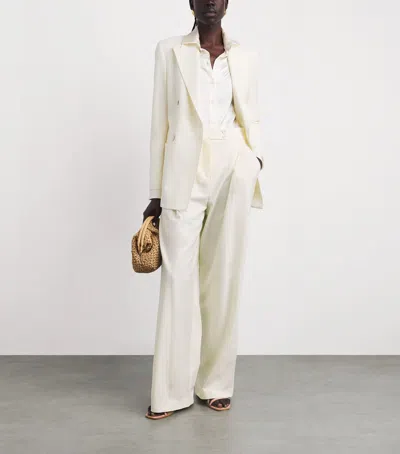 Eleventy Wool-blend Double-breasted Blazer In White