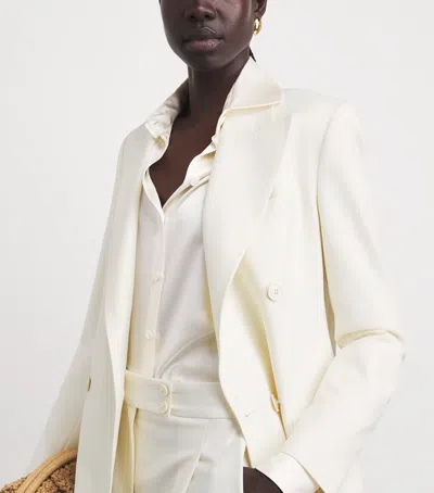 Eleventy Wool-blend Double-breasted Blazer In White