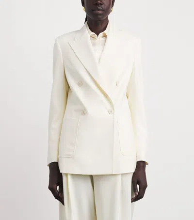 Eleventy Wool-blend Double-breasted Blazer In White