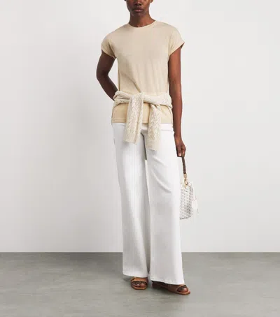 Eleventy Metallic-thread T-shirt In Pink