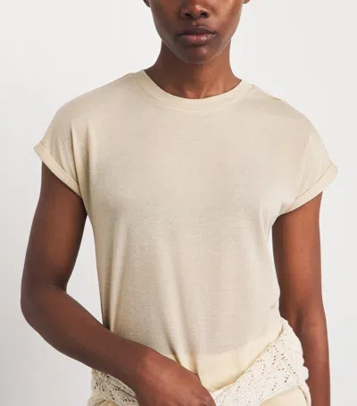 Eleventy Metallic-thread T-shirt In Pink