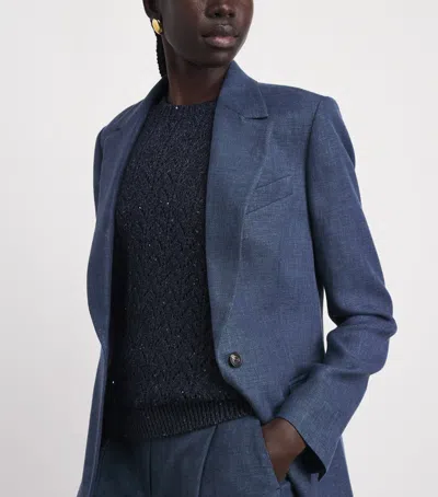 Eleventy Linen-wool-silk-blend Blazer In Multi